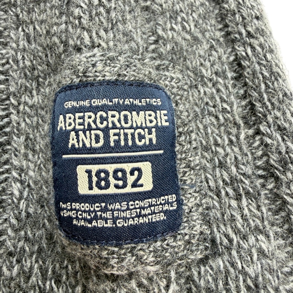 Abercrombie & Fitch Lambswool Ribbed Turtleneck Sweater Men's L Gray Muscle Fit - Picture 5 of 11